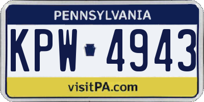 PA license plate KPW4943