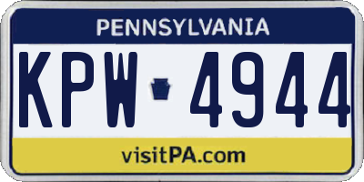PA license plate KPW4944