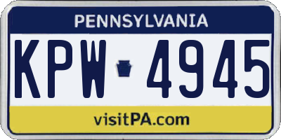 PA license plate KPW4945
