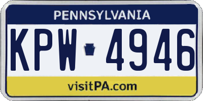 PA license plate KPW4946