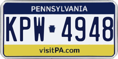 PA license plate KPW4948