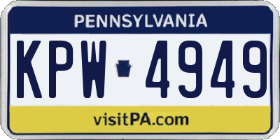 PA license plate KPW4949