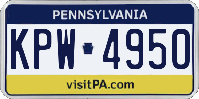 PA license plate KPW4950