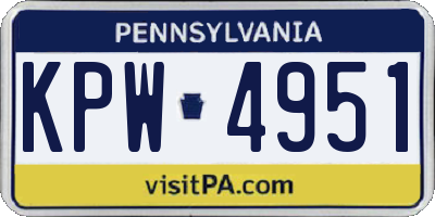 PA license plate KPW4951