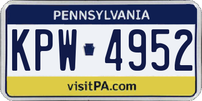 PA license plate KPW4952