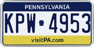 PA license plate KPW4953