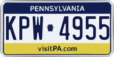 PA license plate KPW4955