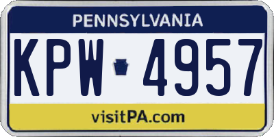 PA license plate KPW4957