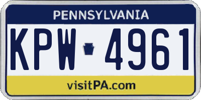 PA license plate KPW4961