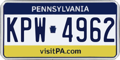PA license plate KPW4962