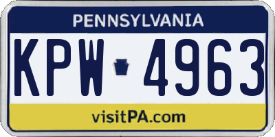 PA license plate KPW4963