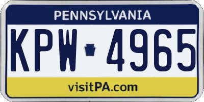PA license plate KPW4965