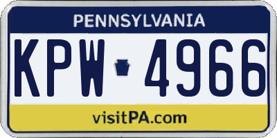 PA license plate KPW4966