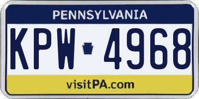 PA license plate KPW4968