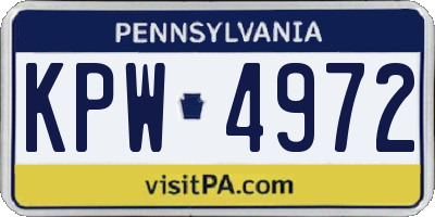 PA license plate KPW4972