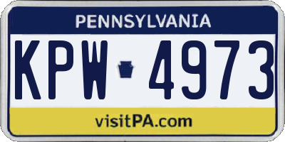 PA license plate KPW4973