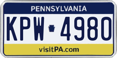 PA license plate KPW4980