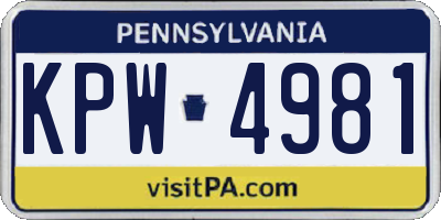 PA license plate KPW4981