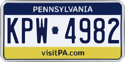 PA license plate KPW4982