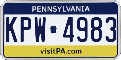 PA license plate KPW4983