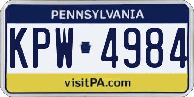 PA license plate KPW4984