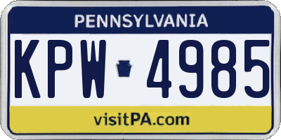 PA license plate KPW4985