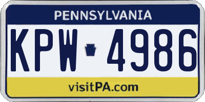 PA license plate KPW4986