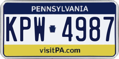 PA license plate KPW4987