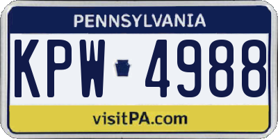 PA license plate KPW4988