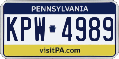 PA license plate KPW4989