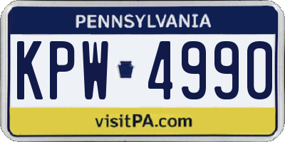 PA license plate KPW4990