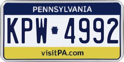 PA license plate KPW4992