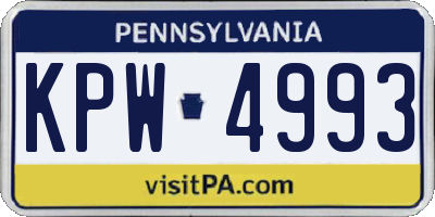 PA license plate KPW4993
