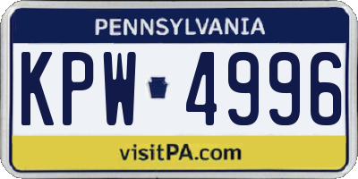 PA license plate KPW4996