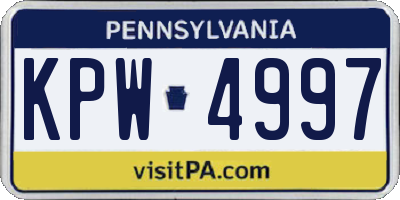 PA license plate KPW4997