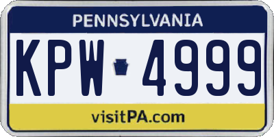 PA license plate KPW4999