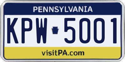 PA license plate KPW5001