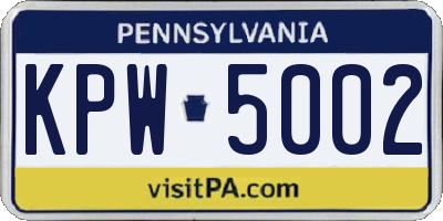 PA license plate KPW5002