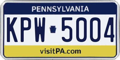 PA license plate KPW5004