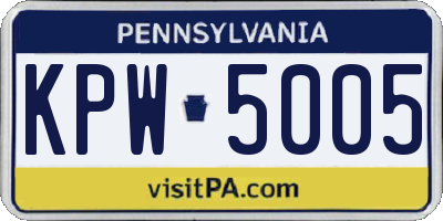 PA license plate KPW5005