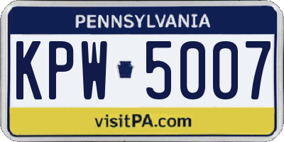 PA license plate KPW5007
