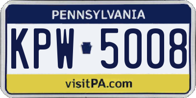 PA license plate KPW5008