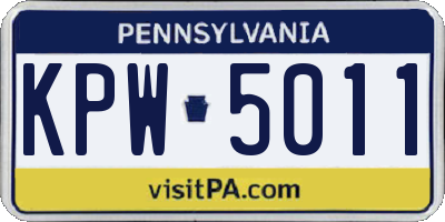 PA license plate KPW5011