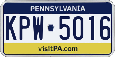 PA license plate KPW5016