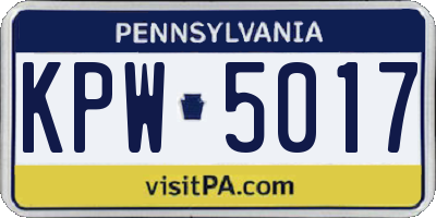 PA license plate KPW5017