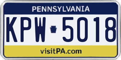 PA license plate KPW5018