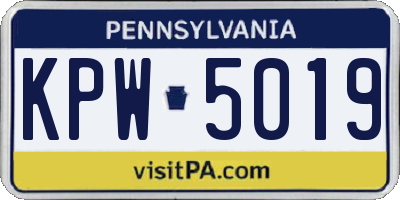 PA license plate KPW5019