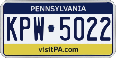 PA license plate KPW5022