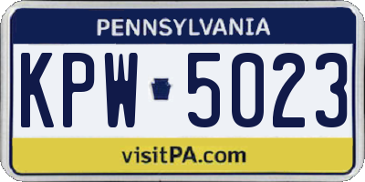 PA license plate KPW5023