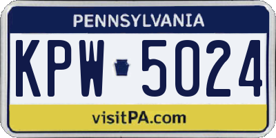 PA license plate KPW5024